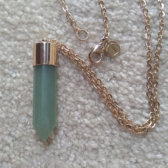 Talbots Pendant Gemstone Necklace in Gold Tone Setting - Picture 2 of 4